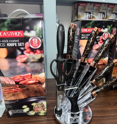 9-Piece Non-Stick Coated Knife Set with Stand – Premium Kitchen Knife