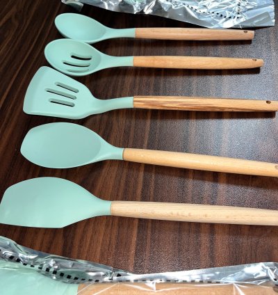 Chile Lot 5pcs Wooden Handle Silicone Spoon Set